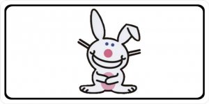 Happy Bunny White Photo License Plate