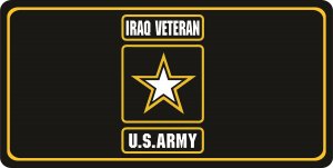 U.S. Army Iraq Veteran Black Photo License Plate