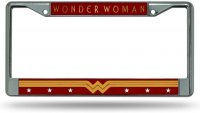 Wonder Woman On Red #2 Chrome License Plate Frame