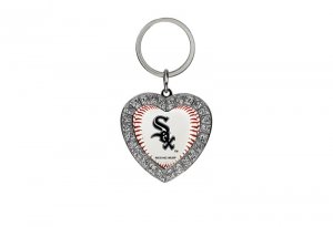 Chicago White Sox Bling Rhinestone Heart Key Chain