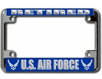 U.S. Air Force Retired Chrome Motorcycle License Plate Frame