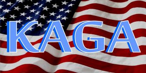 KAGA On American Flag Photo License Plate