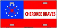 Cherokee Braves Flag Metal License Plate
