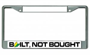 Built Not Bought With Logo Photo License Plate Frame