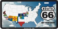 Route 66 With State Flags License Plate