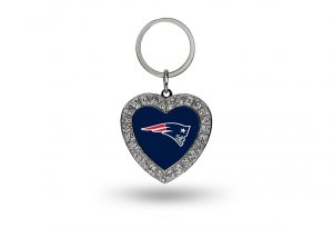 New England Patriots Bling Rhinestone Heart Keychain