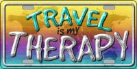 Travel Is My Therapy Metal License Plate