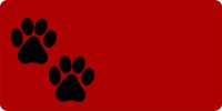 Black Paw Prints Offset On Red License Plate