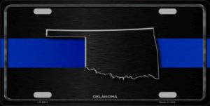 Oklahoma Thin Blue Line Metal License Plate