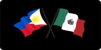 Philippines Mexico Crossed Flags Centered Photo License Plate