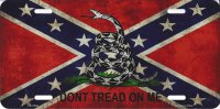 Gadsden Rebel Confederate Flag License Plate