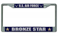 U.S. Air Force Bronze Star Chrome License Plate Frame
