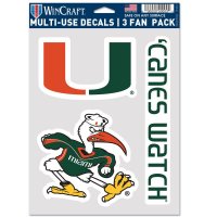 Miami Hurricanes 3 Fan Pack Decals