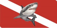 Great White Shark Diver Flag Photo License Plate