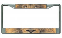 Lion Face Chrome License Plate Frame