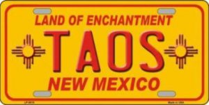 Taos Yellow New Mexico Metal License Plate
