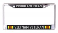 Proud American Vietnam Veteran Chrome License Plate Frame