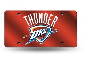 Oklahoma City Thunder Orange Laser License Plate