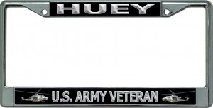 Huey U.S. Army Veteran Chrome License Plate Frame