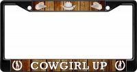 Cowgirl Up Black License Plate Frame