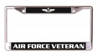 U.S. Air Force Veteran B&W Background Chrome License Plate Frame