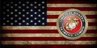 U.S. Flag Worn Marines Insignia Photo License Plate