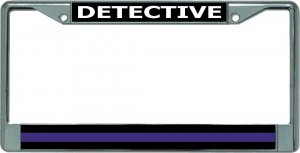 Thin Blue Line Detective Chrome License Plate Frame