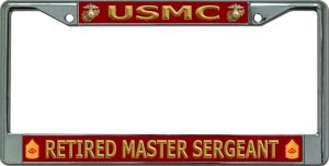 USMC Retired Master Sergeant Chrome License Plate Frame
