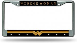 Wonder Woman On Black #2 Chrome License Plate Frame