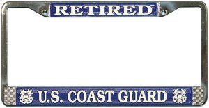U.S. Coast Guard Retired Chrome License Plate Frame