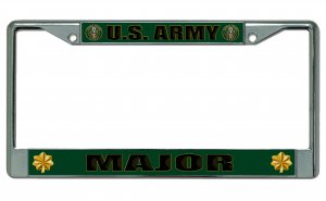 U.S. Army Major Chrome Photo License Plate Frame