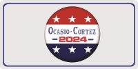 Ocasio-Cortez 2024 Button Photo License Plate