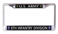 U.S. Army 8th Infantry Division Chrome License Plate Frame
