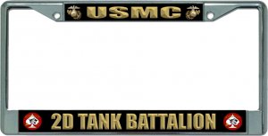 USMC 2D Tank Battalion Chrome License Plate Frame