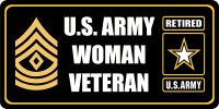 U.S. Army First Sergeant Woman Veteran Photo License Plate