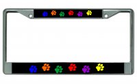 Colorful Paws Photo license Plate Frame
