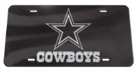 Dallas Cowboys Black Crystal Mirror Laser License Plate