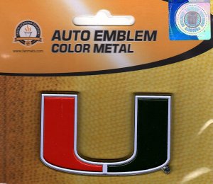 Miami Hurricanes 3-D Color Metal Auto Emblem