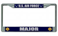 U.S. Air Force Major Chrome Photo License Plate Frame