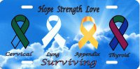 Surviving Cancer Multi Ribbons Photo License Plate