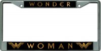 Wonder Woman On Black Chrome License Plate Frame