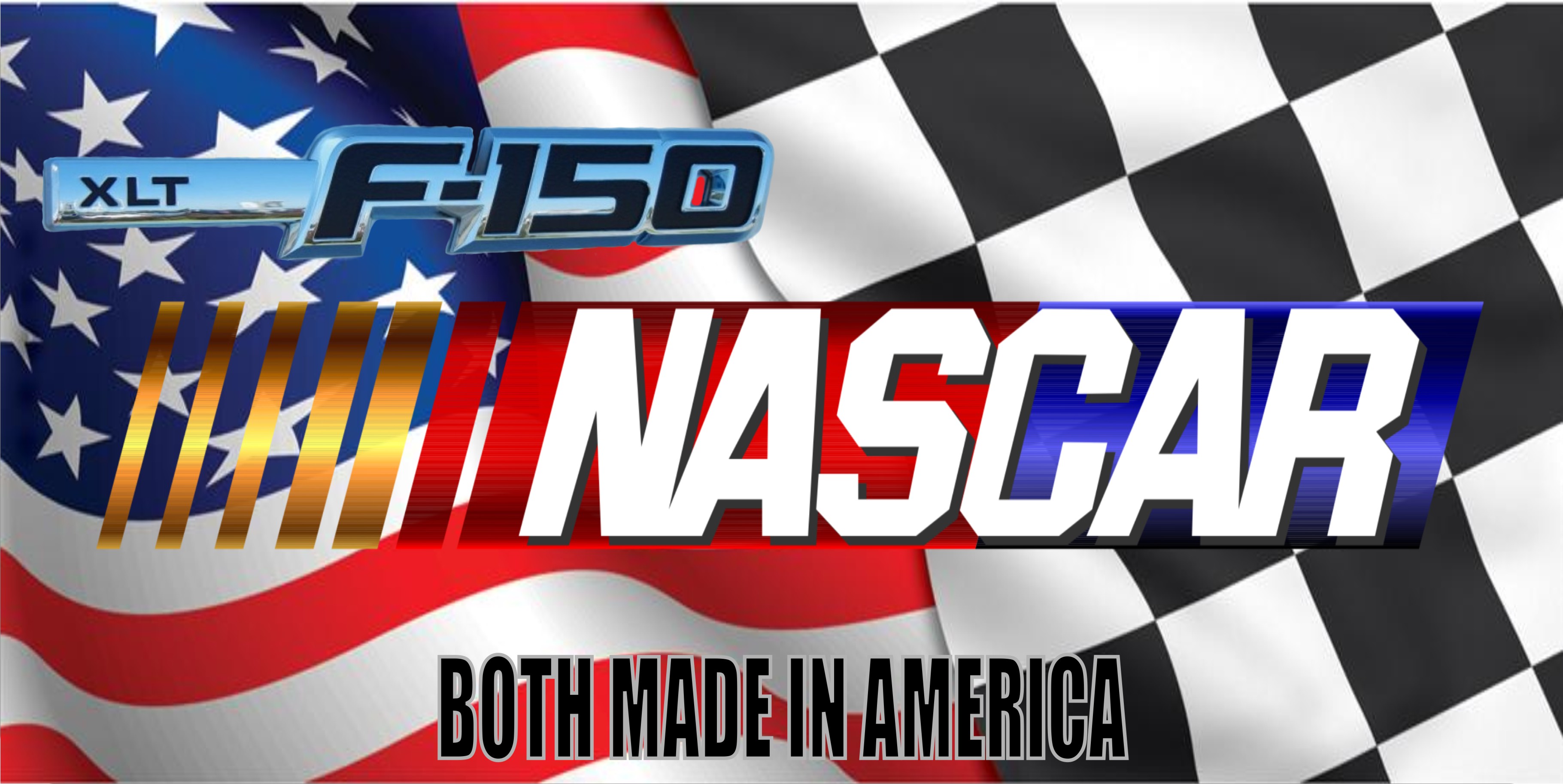 Nascar And Ford F-150 Checkered Flag Photo License Plate