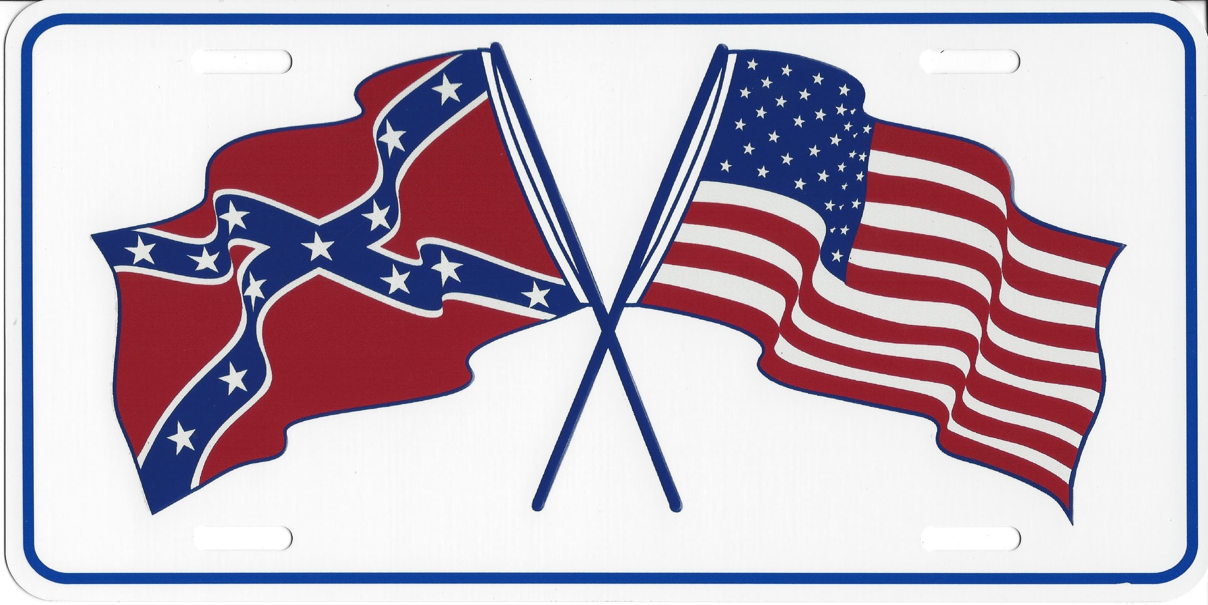 U.S.A. / REBEL Flag Crossed Photo License Plate 