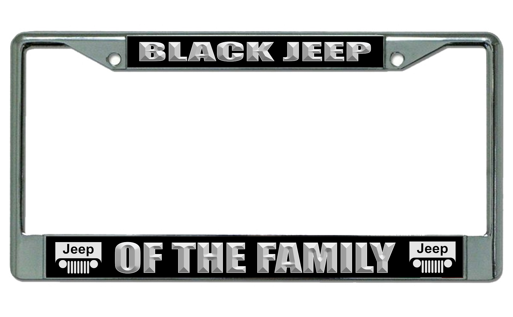 Black Jeep Of The Family With Logo Chrome License Plate Frame Black Jeep Of  The Family With Logo Chrome License Plate Frame [LPO4452] - $