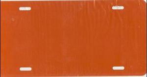 Orange Blank License Plate