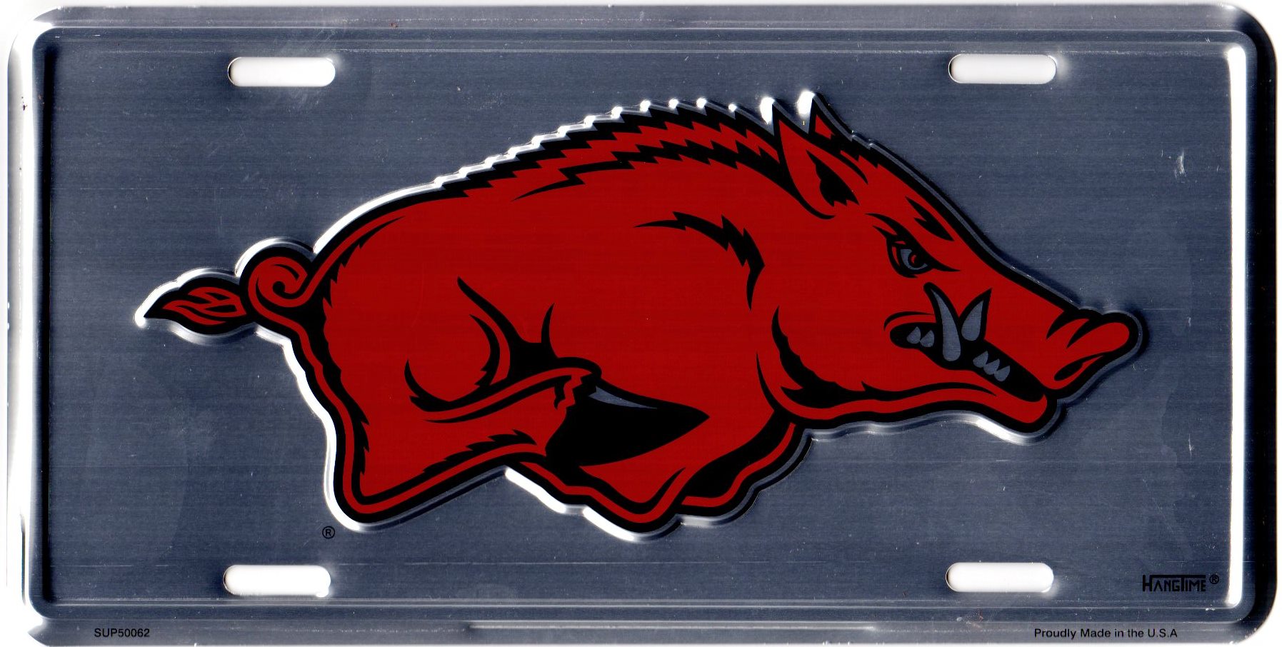 Arkansas Razorbacks Red 6"x12" Aluminum License Plate Tag 