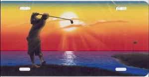 Golfer on Bluff (Multi-Color) Airbrush License Plate