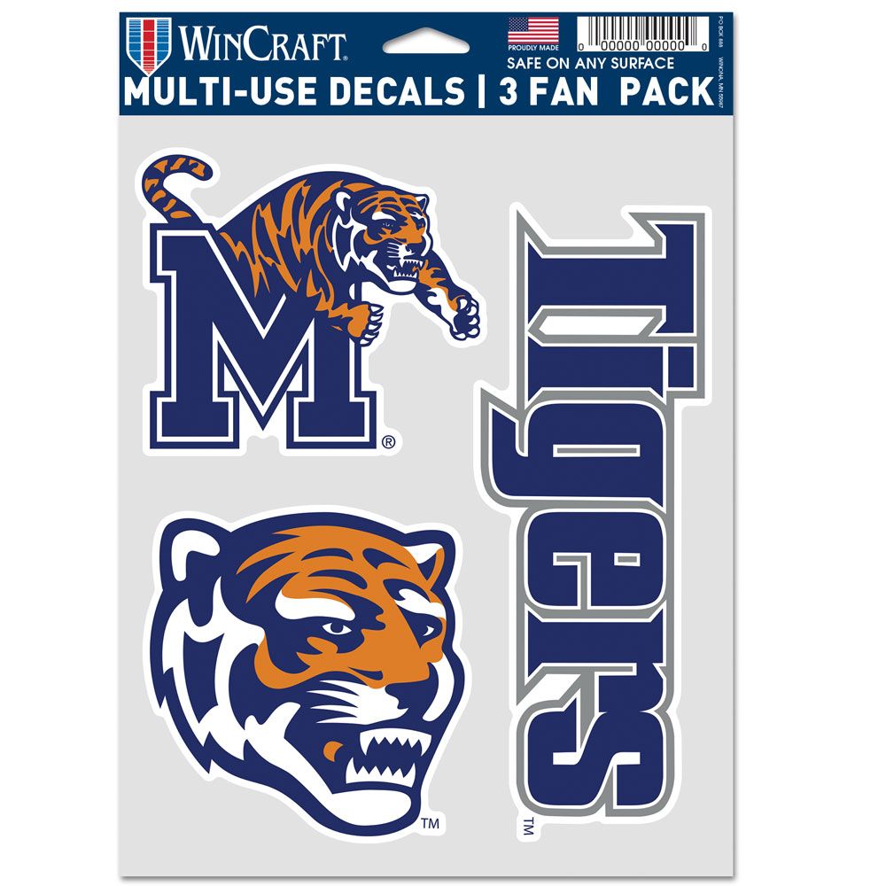 3-Pack NCAA Memphis Tigers Team Decal
